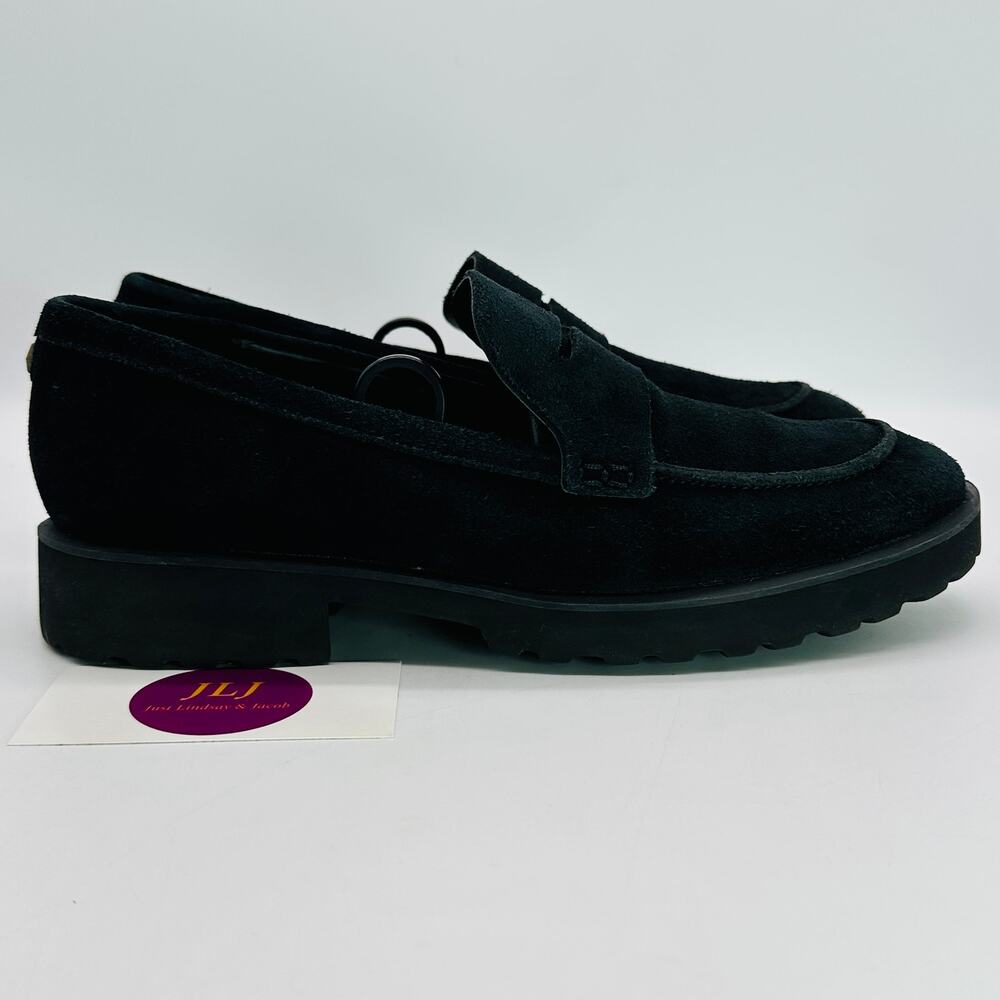 Cole Haan Women's Newburg Black Suede Lug Sole Penny Loafers W24292 Size 8.5